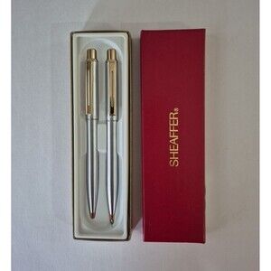 Sheaffer Sentinel Chrome Gold Trim 325 Ball Point Pen and Retractable Pencil Set